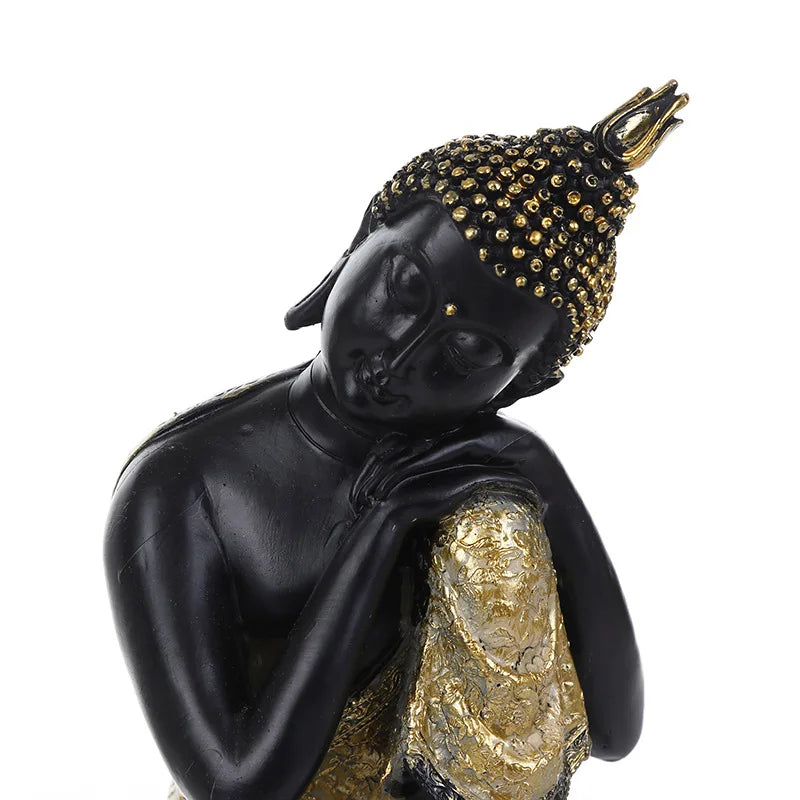 Thai Buddha Figurine – Sitting Buddha Statue, 15cm Resin Bronze-Effect Feng Shui Ornament for Home & Office Decor