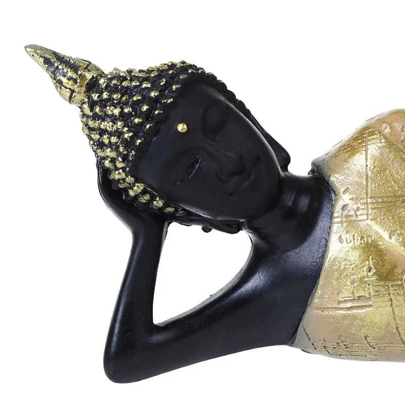 Thai Buddha Figurine – Sitting Buddha Statue, 15cm Resin Bronze-Effect Feng Shui Ornament for Home & Office Decor
