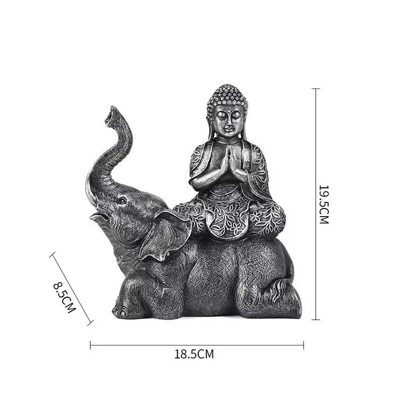 Samantabhadra Bodhisattva Statue – Resin Sculpture of Buddha on Elephant, Symbol of Great Vows & Dharma Practice