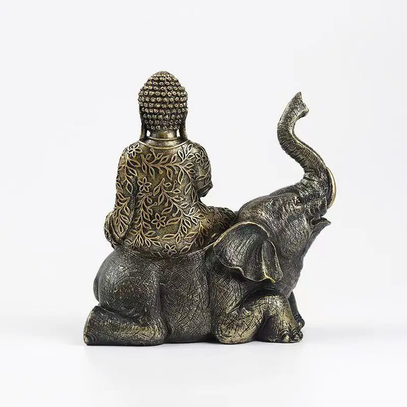 Samantabhadra Bodhisattva Statue – Resin Sculpture of Buddha on Elephant, Symbol of Great Vows & Dharma Practice