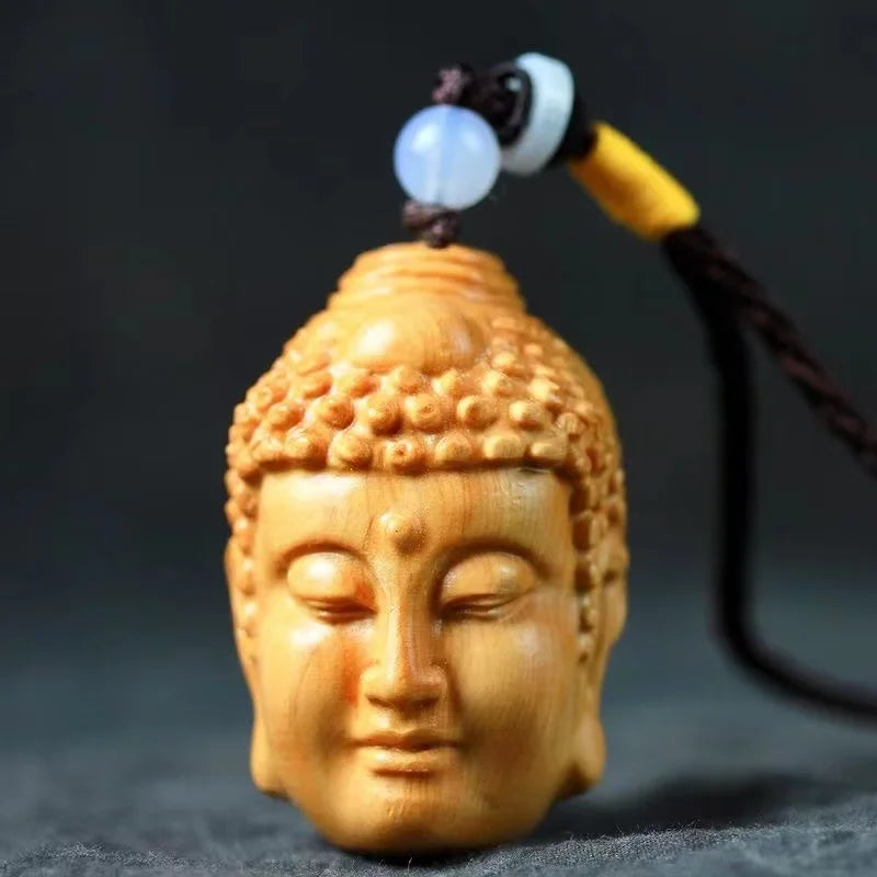 Magic Buddha Wooden Carving – Natural Solid Wood Hand Piece, Portable Meditation Disc & Car Pendant