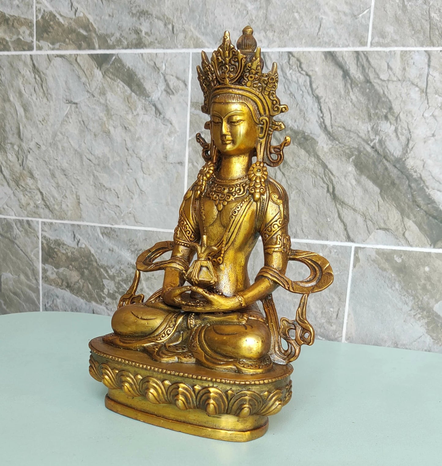 Amitabha Buddha Statue – Bronze/Brass Art Sculpture of Amitayus, Auspicious Divinity for Meditation