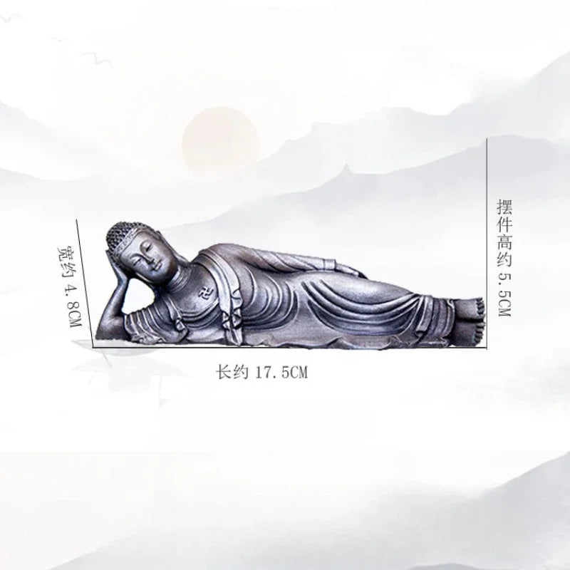 Reclining Buddha Statue – Resin & Iron Powder Sculpture, Mahāparinibbāna Lion’s Pose