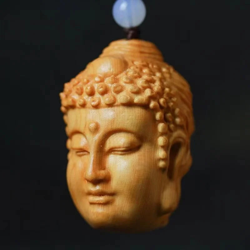 Magic Buddha Wooden Carving – Natural Solid Wood Hand Piece, Portable Meditation Disc & Car Pendant