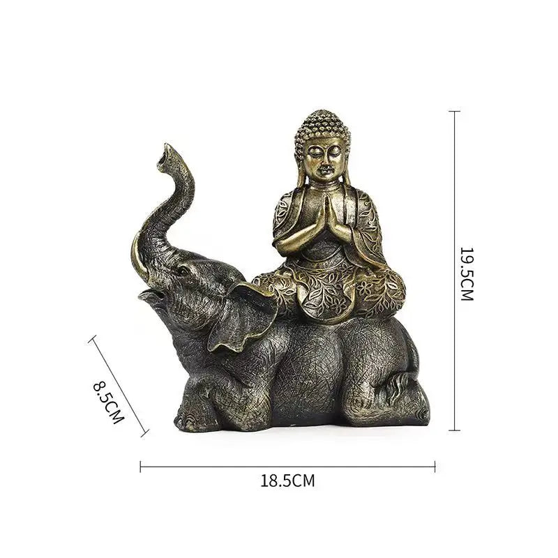 Samantabhadra Bodhisattva Statue – Resin Sculpture of Buddha on Elephant, Symbol of Great Vows & Dharma Practice