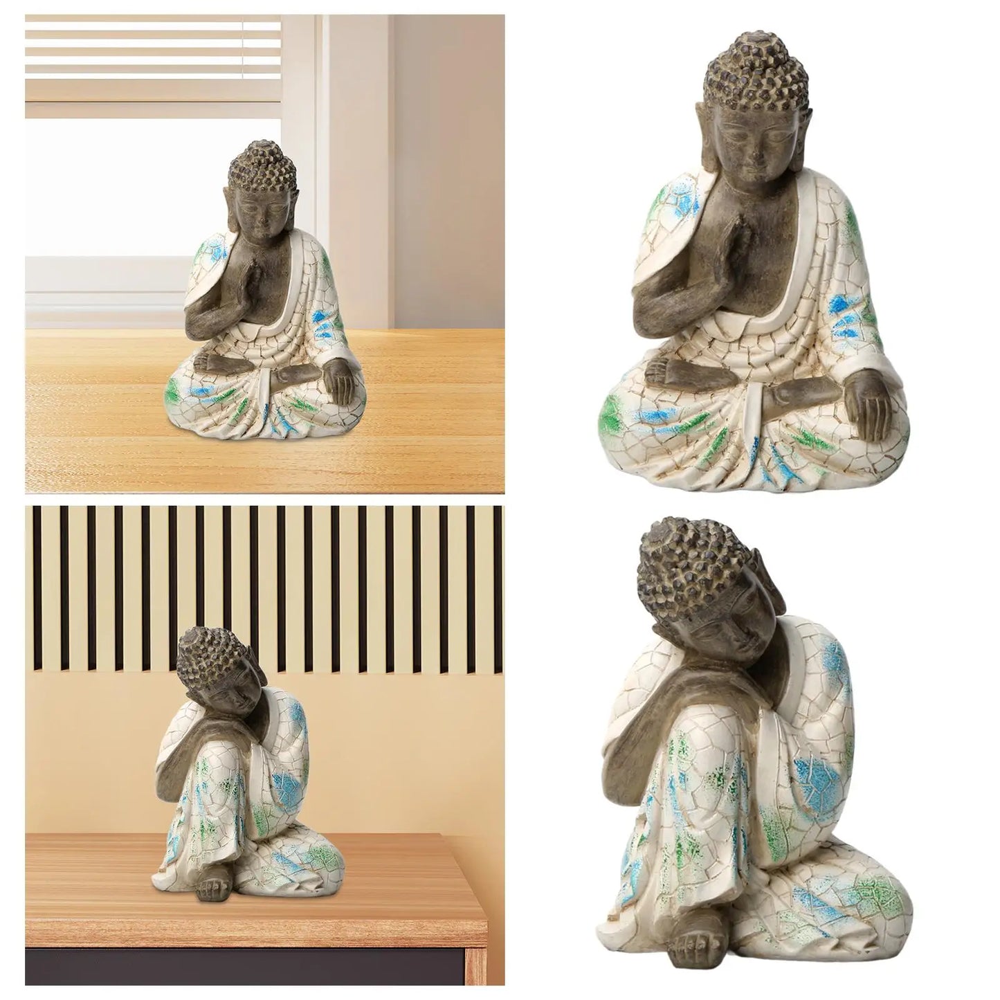 Small Buddha Statue – Resin Figurine, Sitting or Sleeping Design, Feng Shui Home & Garden Decor