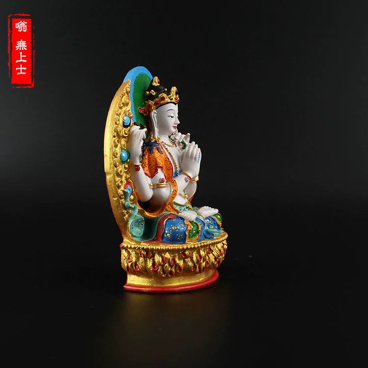 Vajrapani Statue – Hand-Painted Resin Bodhisattva Figurine, Small Buddhist Guardian Sculpture