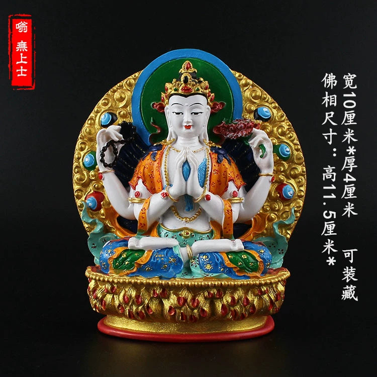 Vajrapani Statue – Hand-Painted Resin Bodhisattva Figurine, Small Buddhist Guardian Sculpture