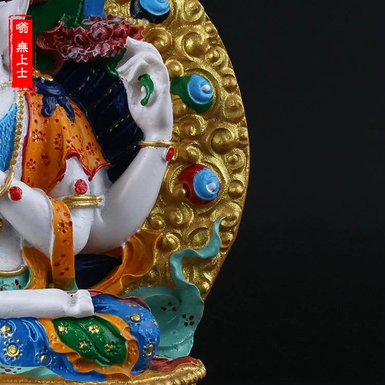 Vajrapani Statue – Hand-Painted Resin Bodhisattva Figurine, Small Buddhist Guardian Sculpture