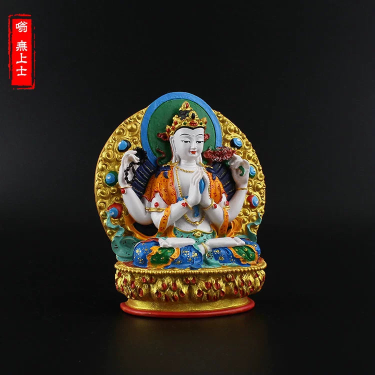 Vajrapani Statue – Hand-Painted Resin Bodhisattva Figurine, Small Buddhist Guardian Sculpture
