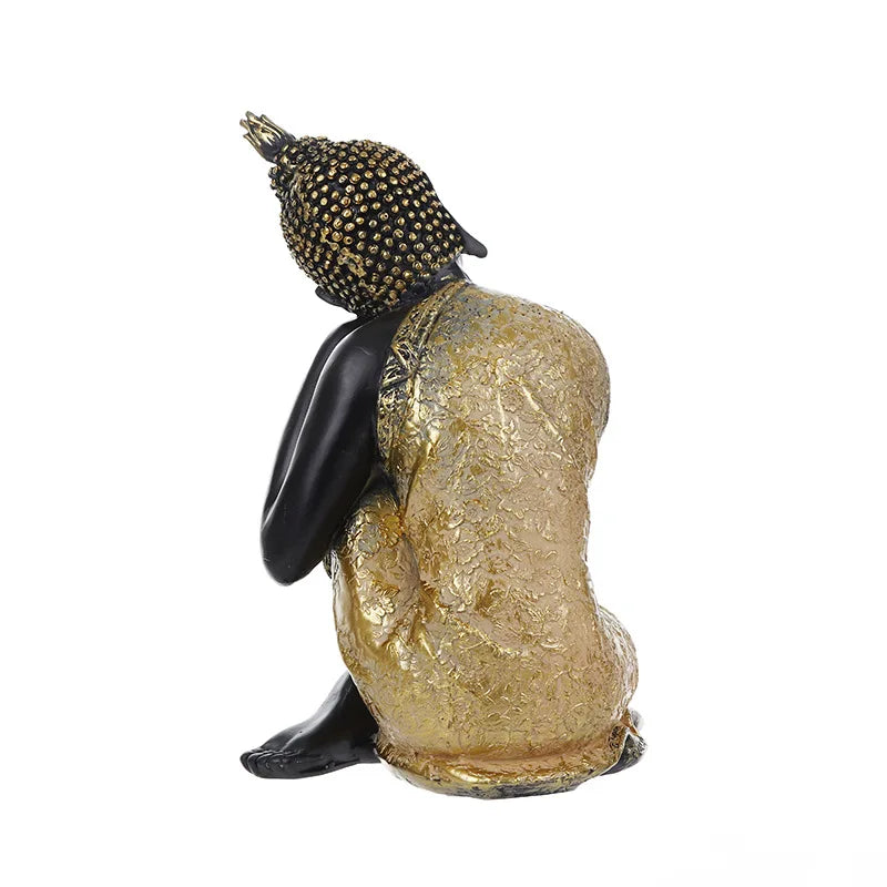 Thai Buddha Figurine – Sitting Buddha Statue, 15cm Resin Bronze-Effect Feng Shui Ornament for Home & Office Decor