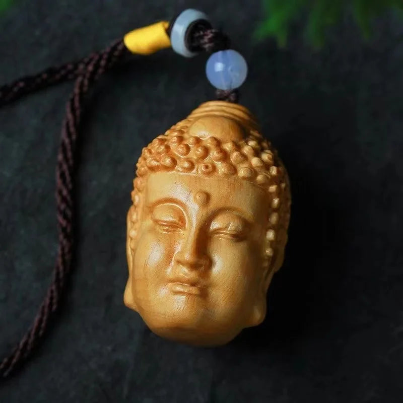 Magic Buddha Wooden Carving – Natural Solid Wood Hand Piece, Portable Meditation Disc & Car Pendant