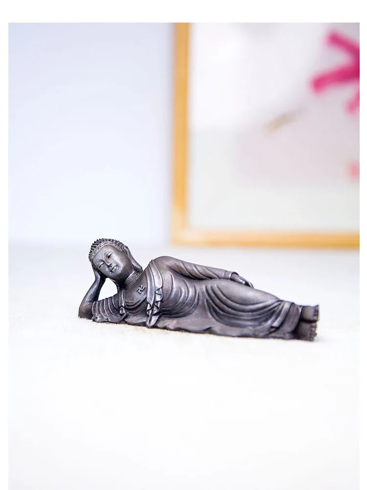 Reclining Buddha Statue – Resin & Iron Powder Sculpture, Mahāparinibbāna Lion’s Pose