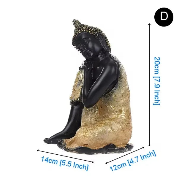 Thai Buddha Figurine – Sitting Buddha Statue, 15cm Resin Bronze-Effect Feng Shui Ornament for Home & Office Decor