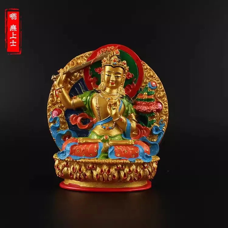 Vajrapani Statue – Hand-Painted Resin Bodhisattva Figurine, Small Buddhist Guardian Sculpture