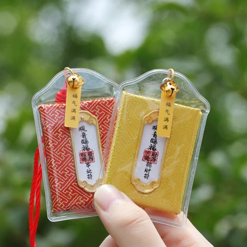 Guanyin Amulet – Brocade Buddhist Pendant for Family Safety, Health, Career & Good Fortune