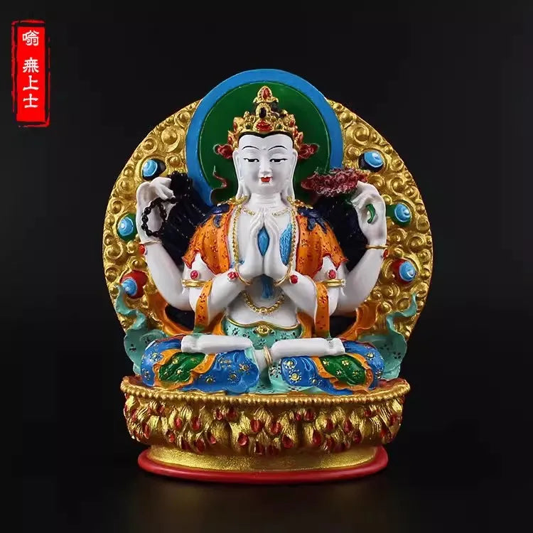 Vajrapani Statue – Hand-Painted Resin Bodhisattva Figurine, Small Buddhist Guardian Sculpture