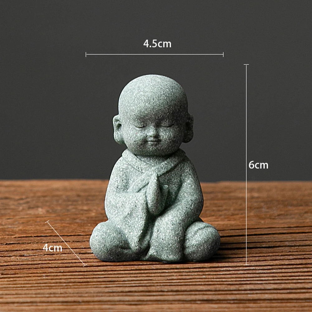 Little Monk Statue – Mini Resin Figurine, Antique Sandstone Style for Home, Garden & Aquarium Decor