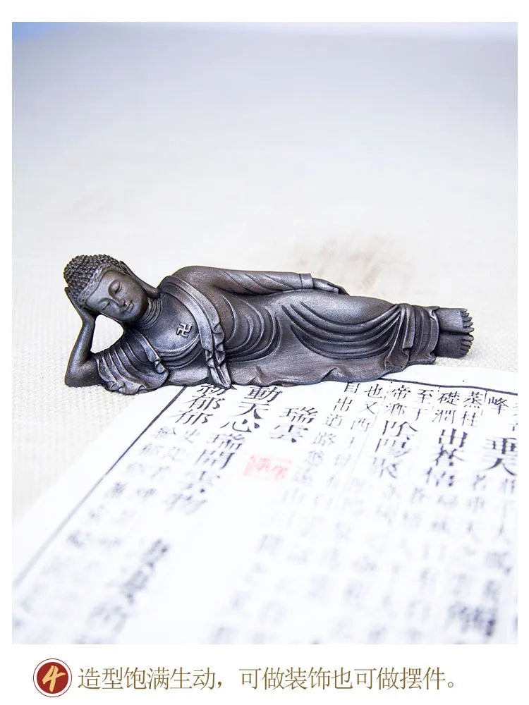 Reclining Buddha Statue – Resin & Iron Powder Sculpture, Mahāparinibbāna Lion’s Pose