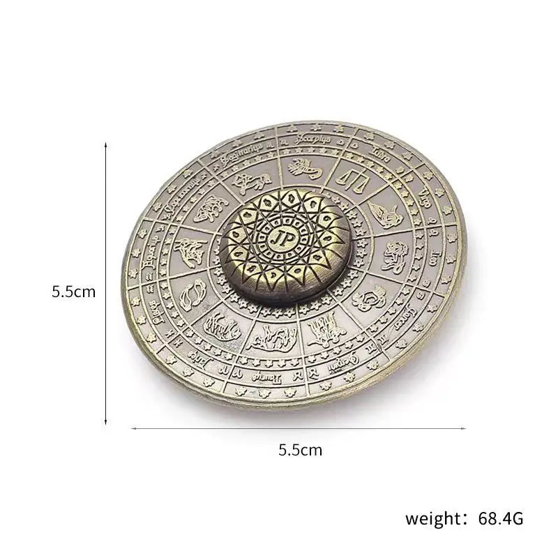 Golden Dharma Wheel – Copper Alloy Spinner with Six-Word Mantra-- OM MANI PADME HUM-- Buddhist Tantra Craft for Meditation & Altar Decor