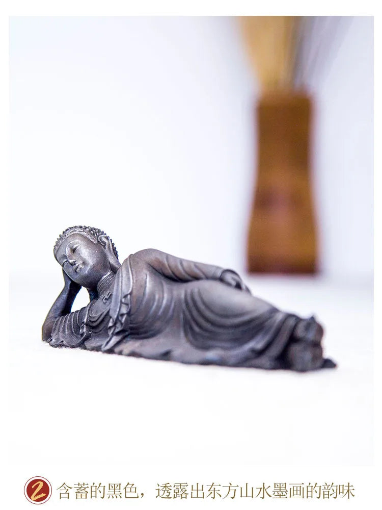 Reclining Buddha Statue – Resin & Iron Powder Sculpture, Mahāparinibbāna Lion’s Pose