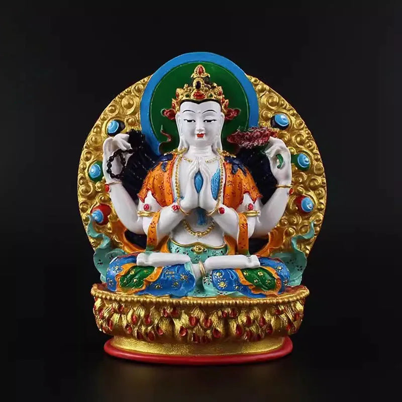 Vajrapani Statue – Hand-Painted Resin Bodhisattva Figurine, Small Buddhist Guardian Sculpture