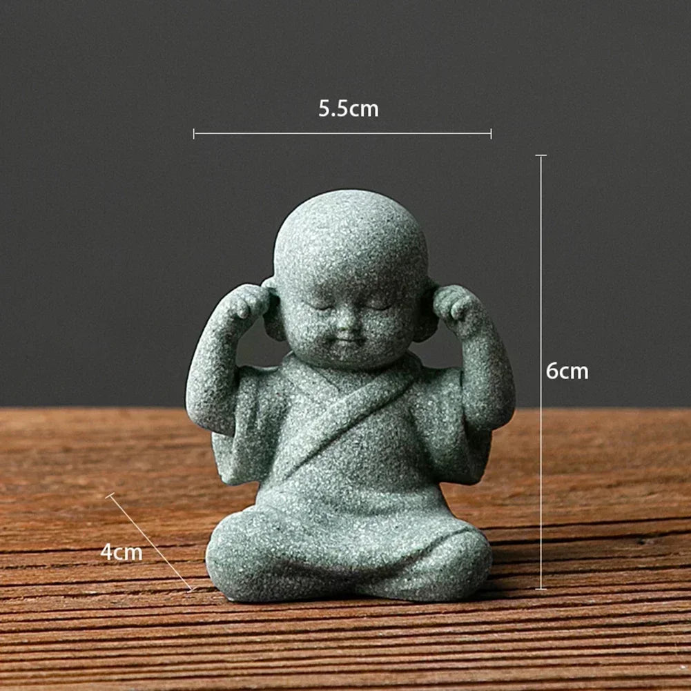Little Monk Statue – Mini Resin Figurine, Antique Sandstone Style for Home, Garden & Aquarium Decor