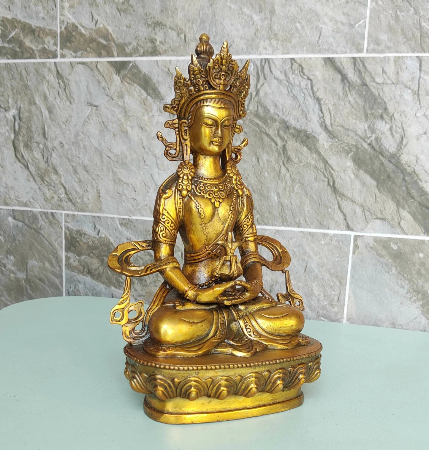 Amitabha Buddha Statue – Bronze/Brass Art Sculpture of Amitayus, Auspicious Divinity for Meditation