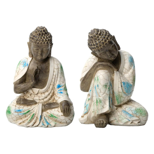 Small Buddha Statue – Resin Figurine, Sitting or Sleeping Design, Feng Shui Home & Garden Decor
