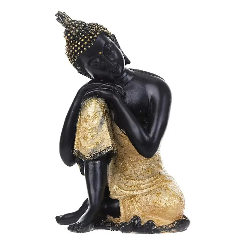 Thai Buddha Figurine – Sitting Buddha Statue, 15cm Resin Bronze-Effect Feng Shui Ornament for Home & Office Decor