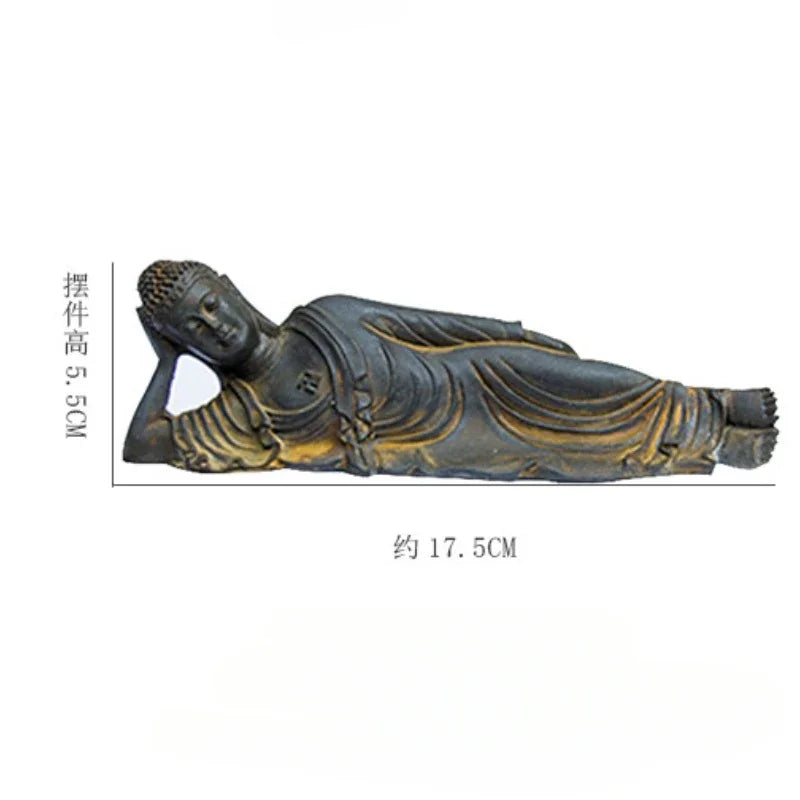 Reclining Buddha Statue – Resin & Iron Powder Sculpture, Mahāparinibbāna Lion’s Pose
