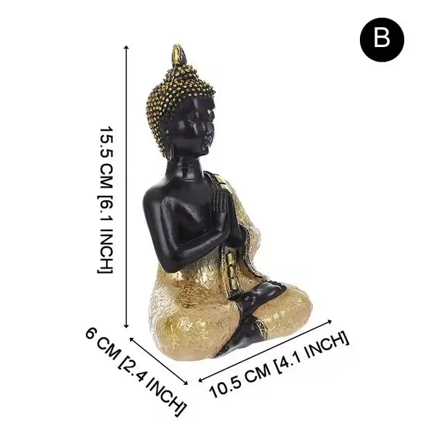 Thai Buddha Figurine – Sitting Buddha Statue, 15cm Resin Bronze-Effect Feng Shui Ornament for Home & Office Decor