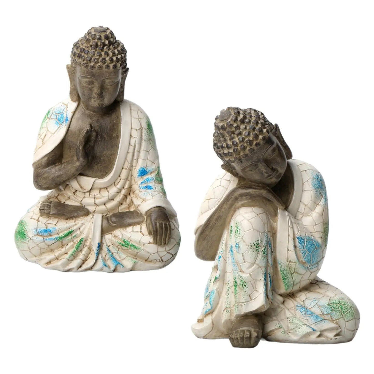 Small Buddha Statue – Resin Figurine, Sitting or Sleeping Design, Feng Shui Home & Garden Decor