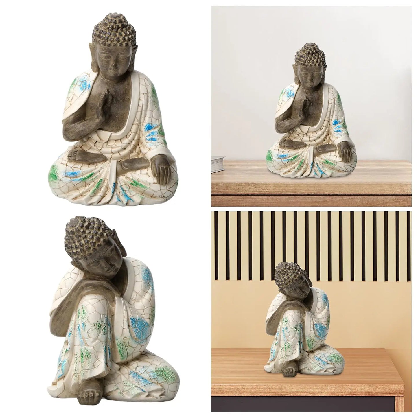 Small Buddha Statue – Resin Figurine, Sitting or Sleeping Design, Feng Shui Home & Garden Decor