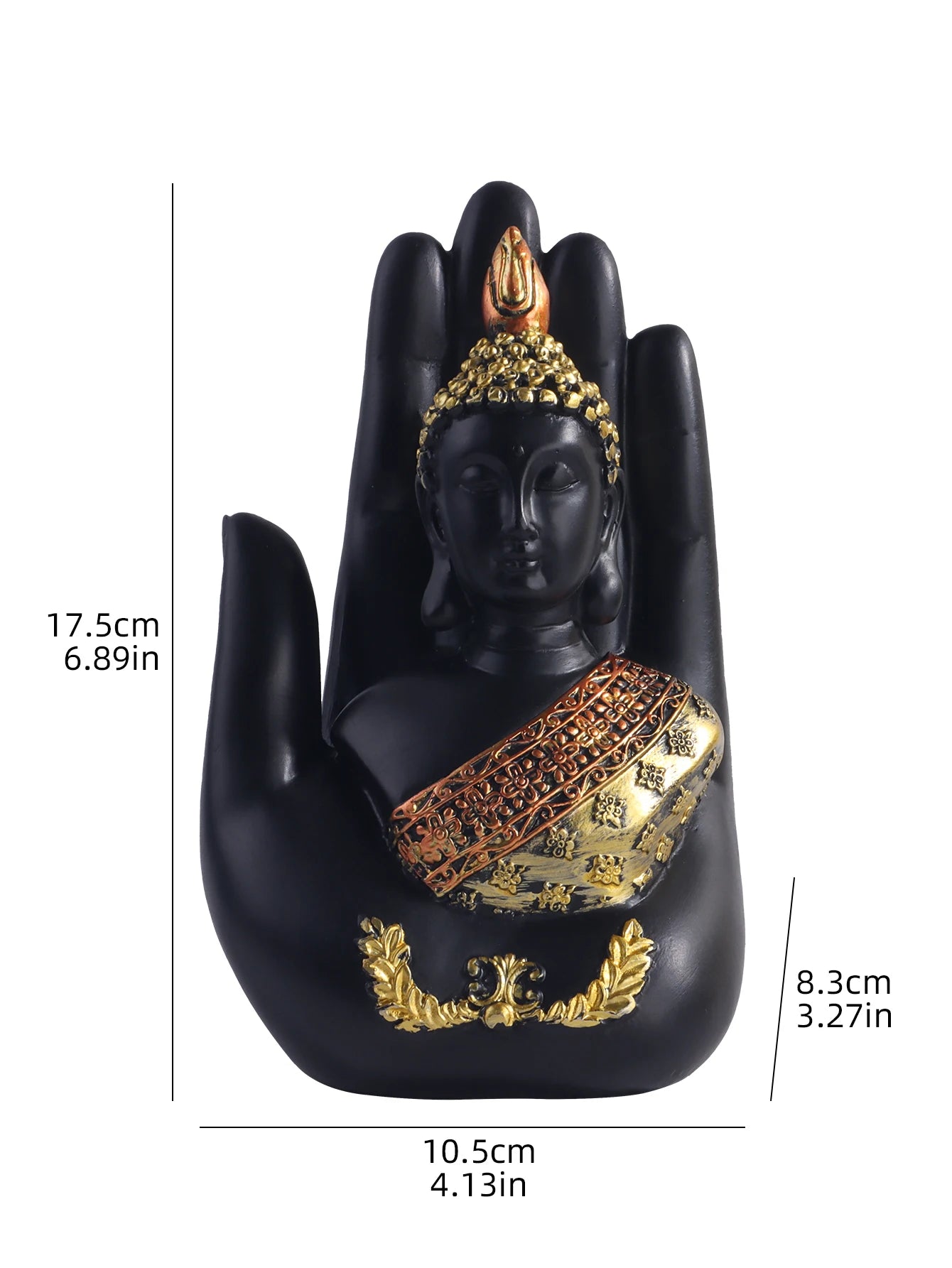 Buddha-in-Palm Statue – Resin Craft Sculpture, Religious Figurine for Home & Altar Decor