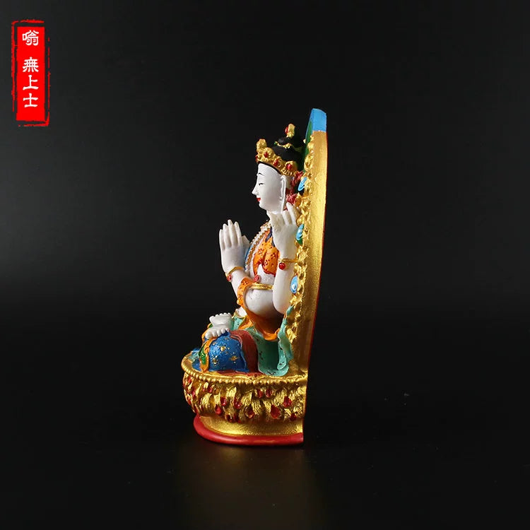 Vajrapani Statue – Hand-Painted Resin Bodhisattva Figurine, Small Buddhist Guardian Sculpture