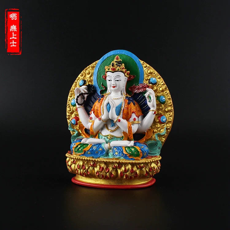 Vajrapani Statue – Hand-Painted Resin Bodhisattva Figurine, Small Buddhist Guardian Sculpture